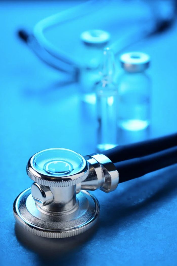 Stethoscope and medicine vials